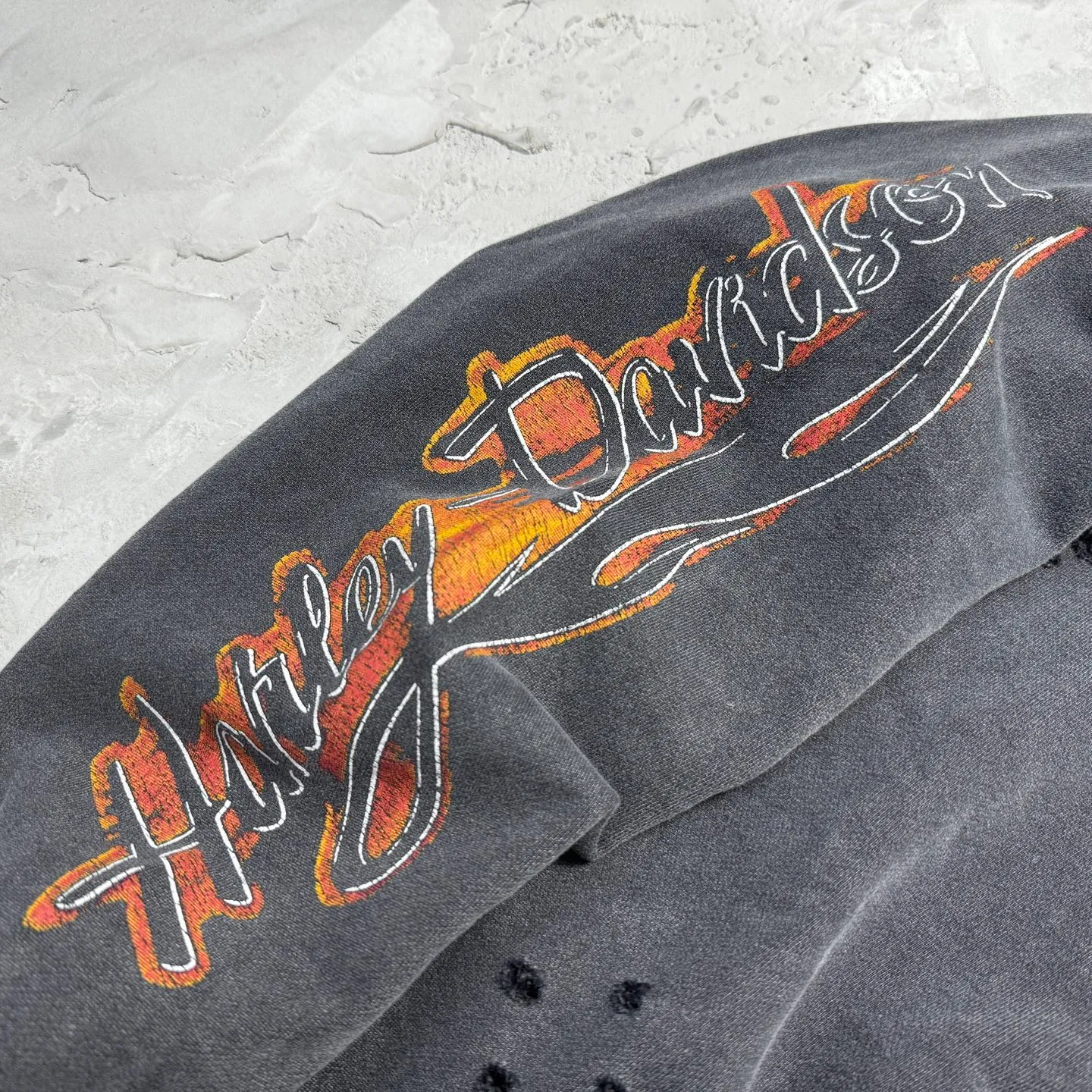 P268 # CHE-60 Saint "West Coast Chopper Harley Flame West Coast Cross" limited edition washed distressed hooded sweatshirt with multi-position hand-damaged craftsmanship. Heavy Assute fermentation and washed with water fade. Size: S M L XL